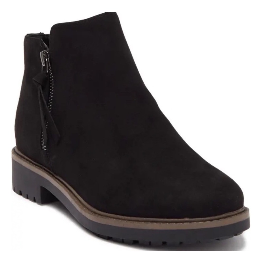 Esprit | Women's‎ Black Faux Suede Lug Sole Ankle Boots Side Zip Boot Shoes, 8.5
